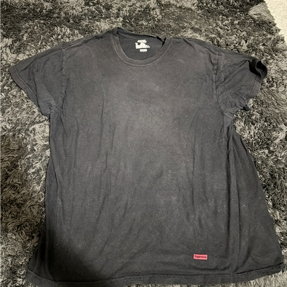 Supreme Black Short Sleeve Tee Classic Crew Neck